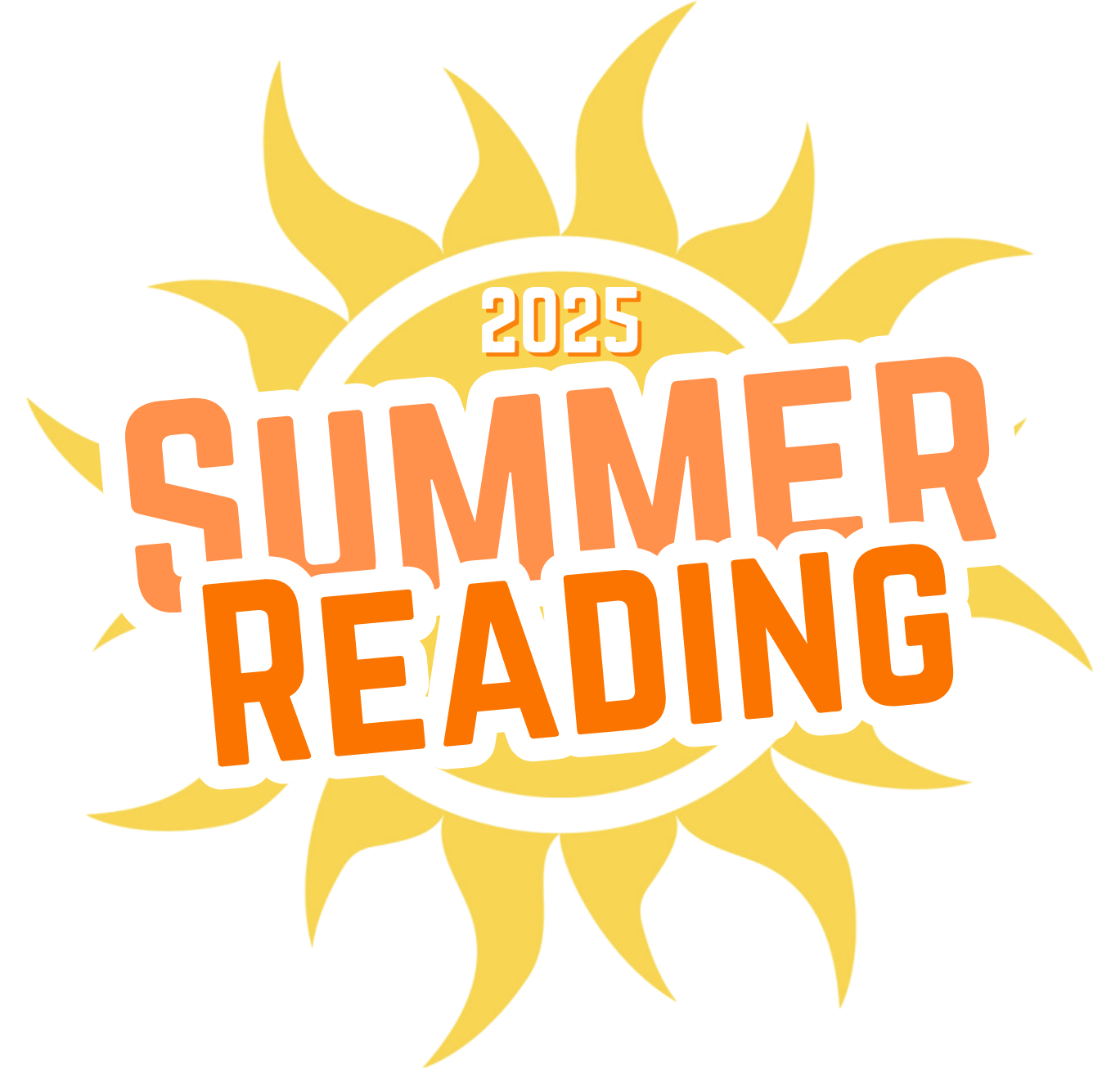 2025 Summer Reading with a yellow sun